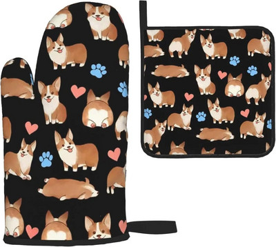 Ružové prasiatko, žiaruvzdorné rukavice a chňapky do rúry, protišmykové kuchynské rukavice, horúce podložky s vnútornou bavlnenou vrstvou na varenie a grilovanie