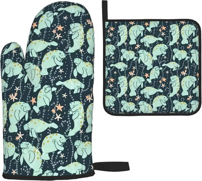 Ružové prasiatko, žiaruvzdorné rukavice a chňapky do rúry, protišmykové kuchynské rukavice, horúce podložky s vnútornou bavlnenou vrstvou na varenie a grilovanie