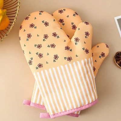 Cotton Print Magas hőmérséklet elleni kesztyűk Mikrohullámú forrázásgátló sütőkesztyűk Konyhai sütő hőszigetelő kesztyűk konyhai kesztyűk