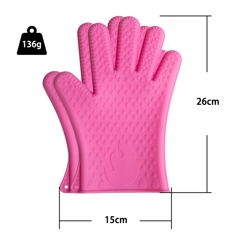 1 ks silikónové kuchynské rukavice na celé prsty, tepelne odolné, hrubé, na varenie, BBQ, proti obareniu