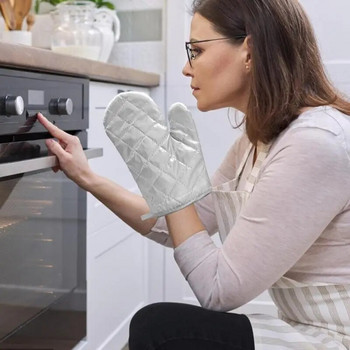 Ръкавица за микровълнова фурна Памучни ръкавици за печене Топлоустойчиви домакински изолационни ръкавици Памучни ръкавици против изгаряне за готвене Печене