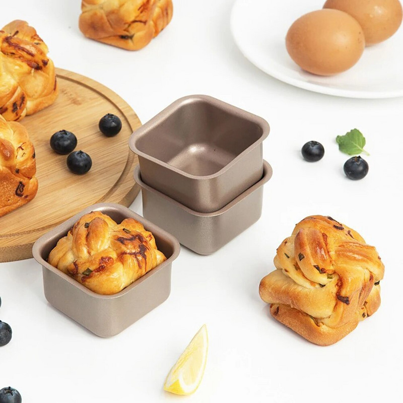 1/2/4tk Ruudukujuline mini-süsinikterasest koogivorm Mittenakkuv leivaröstsai Väike küpsetuspann Multifunktsionaalne vahutops köögitööriistad