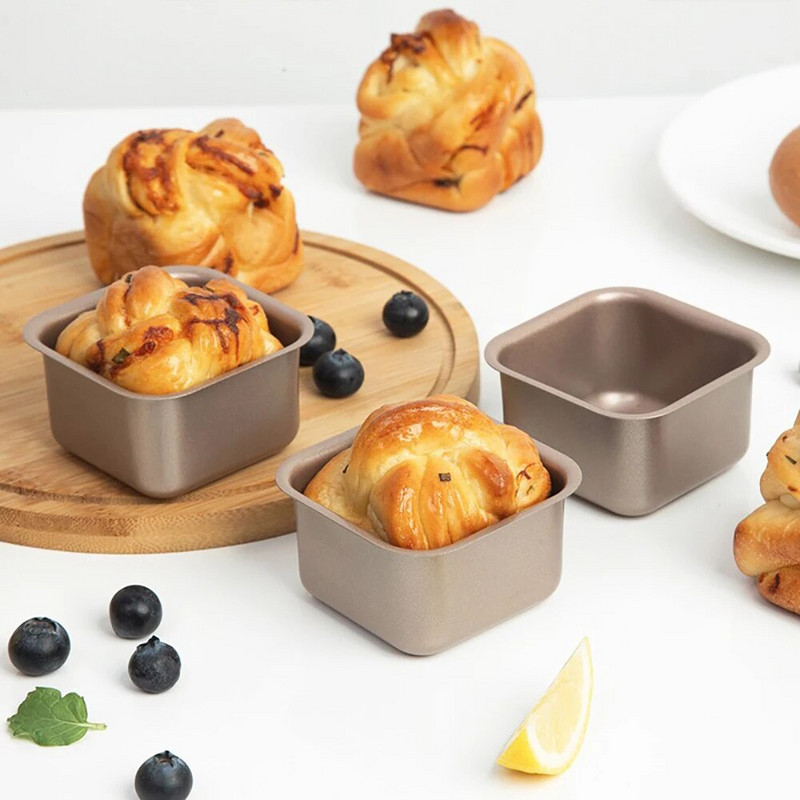 1/2/4tk Ruudukujuline mini-süsinikterasest koogivorm Mittenakkuv leivaröstsai Väike küpsetuspann Multifunktsionaalne vahutops köögitööriistad