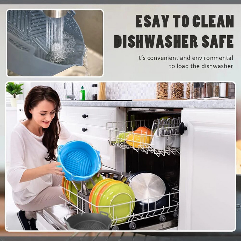 Õhkfritüüri silikoonkorv ümmargune korduvkasutatav kokkupandav Bpa-vaba 20 cm/22 cm õhufritüüri vormivoodri tarvikud