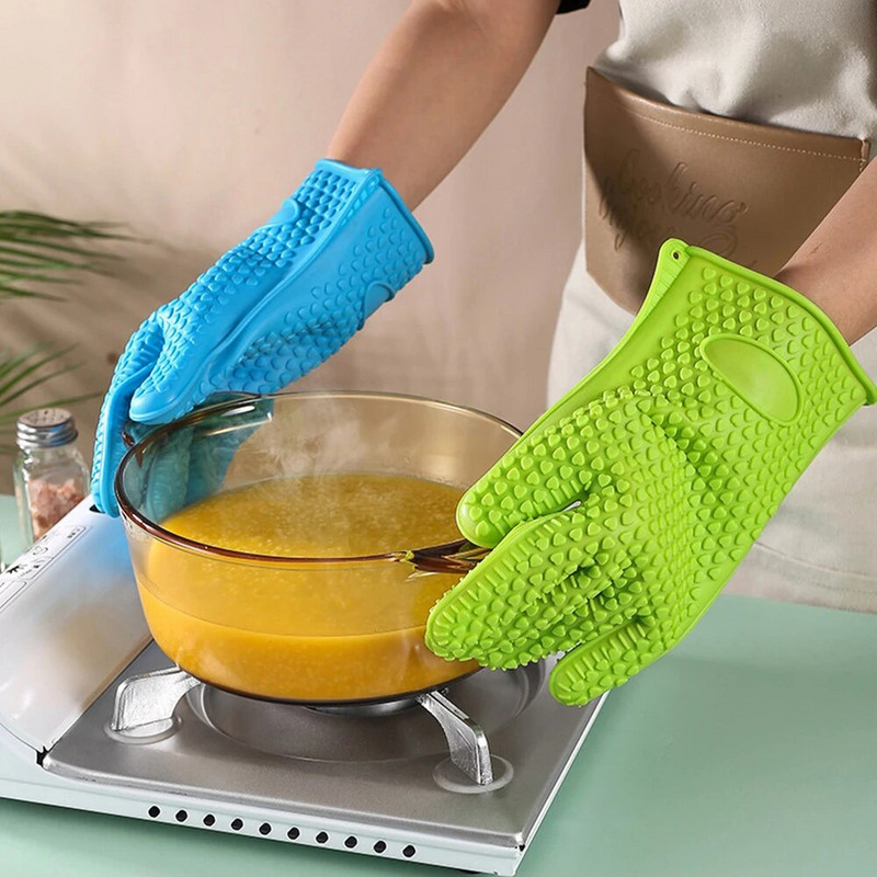 Γάντια σιλικόνης 1 τμχ σε σχήμα καρδιάς με αντιολισθητικά γάντια πέντε δακτύλων και ανθεκτικά σε υψηλή θερμοκρασία γάντια σιλικόνης