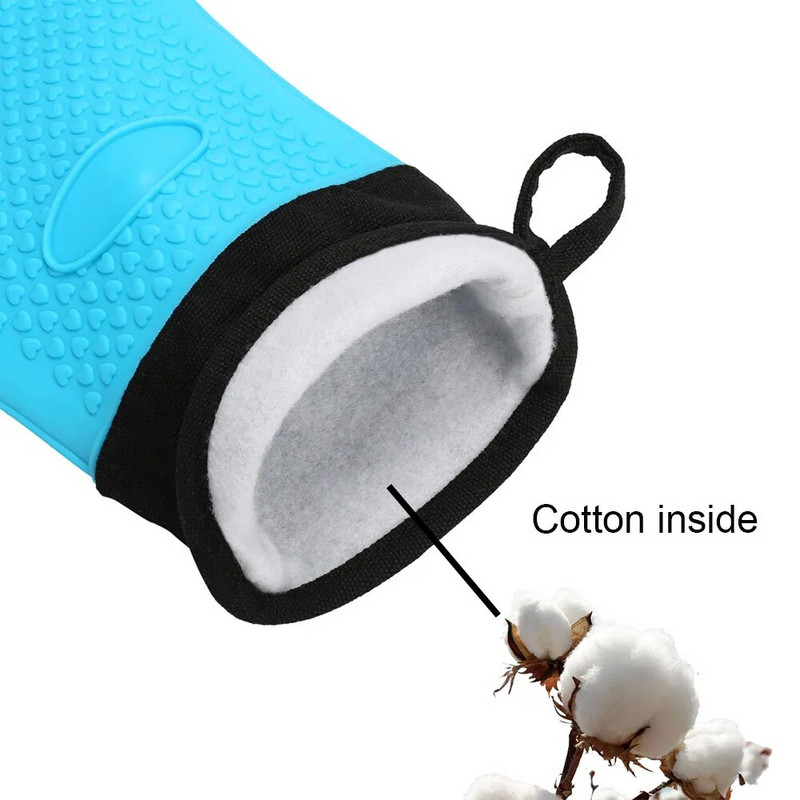 Neopariteľné, vodotesné, tepelne odolné, izolačné, silikónové, kuchynské dlhé bavlnené rukavice do mikrovlnnej rúry na pečenie, varenie, grilovanie