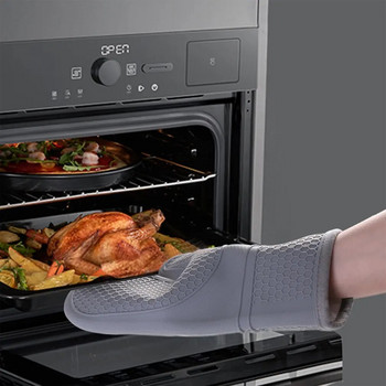 1 τμχ Γάντια θερμομόνωσης σιλικόνης Αντι-ζεμάτισμα Αντιολισθητική λαβή Φούρνος Γάντια οικιακής μόνωσης Εργαλείο ψησίματος κουζίνας
