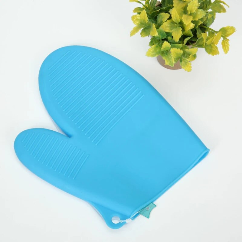 Tepelne odolné silikónové rukavice do kuchyne, silikónové kuchynské doplnky, kuchynské náčinie, mikrovlnné grilovacie rukavice s bavlnenou podšívkou na rukávoch