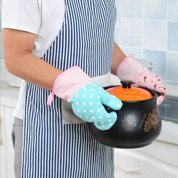 1 бр. Топлоустойчиви ръкавици за готвене и печене на фурна Ватирани ръкавици, удобни за кожата Ръкавици за печене Нехлъзгащи се кухненски държачи за тенджери Ръкавица за фурна