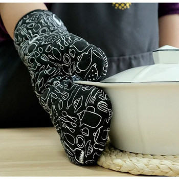 Кухненска топлоизолационна ръкавица за микровълнова фурна Ръкавици за фурна Памучни държачи за тенджери Червена черна скандинавска нехлъзгаща се подложка Печене на барбекю Инструменти за готвене