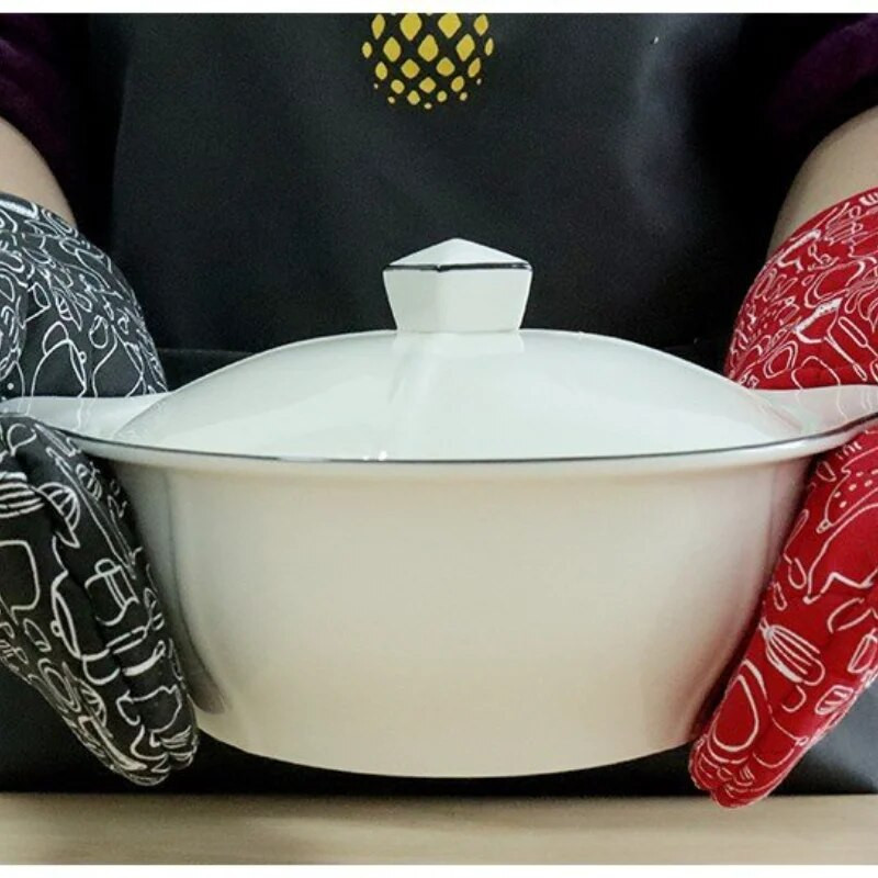 Kuhinjska toplinska izolacija za mikrovalnu pećnicu Rukavice za pećnicu Pamučni držači za lonce Crvena crna nordijska neklizajuća podloga Roštilj za pečenje Alati za kuhanje