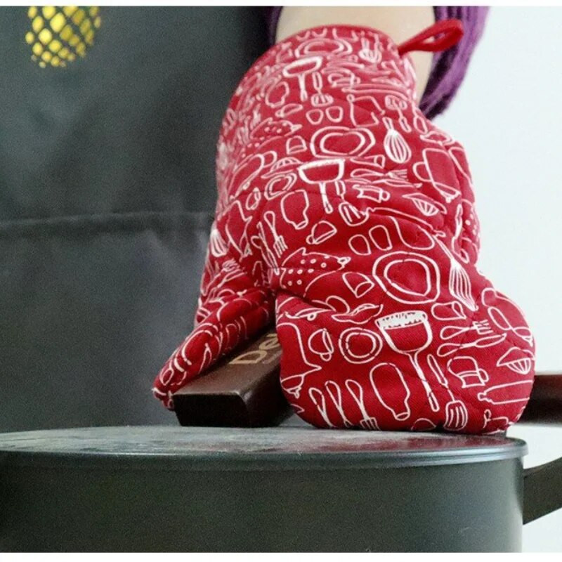 Kuhinjska toplinska izolacija za mikrovalnu pećnicu Rukavice za pećnicu Pamučni držači za lonce Crvena crna nordijska neklizajuća podloga Roštilj za pečenje Alati za kuhanje