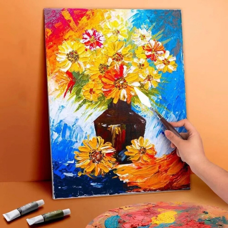 7vnt Art Mentele Minkšti dažai Aliejiniai dažai Medinės rankenos paletės peilių rinkinys Guašu tapybos mentelė