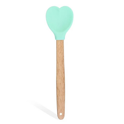 Roosa Love silikoonist spaatliga südamekujulised puidust varrega spaatlid küpsetuslabidas kööginõud munategemise koogi küpsetamise tööriist