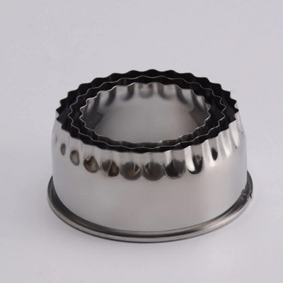 3 bucăți de tăiat aluat din oțel inoxidabil Forme pentru găluște Forme rotunde pentru biscuiți pentru biscuiți Dispozitive circulare pentru produse de patiserie Forme circulare pentru coacere