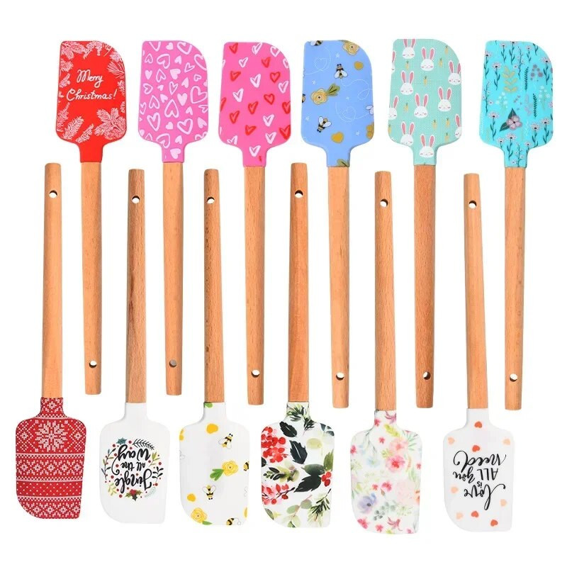 1 tk jõulude pikk spaatliga silikoonkreem kodukook jõulude küpsetustarvikute valmistamiseks kõrge temperatuuriga küpsetustööriist