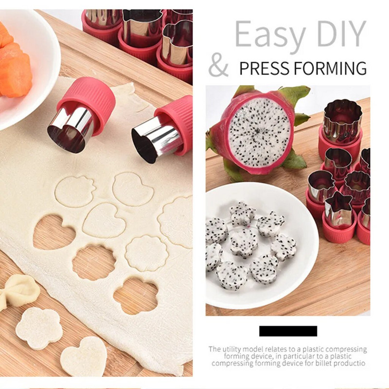 Komplektis 12 küpsiselõikurit Võileivad puuviljalõikuri kujundite komplekt roostevabast terasest juurviljafondist koogivormi köögitarvikud