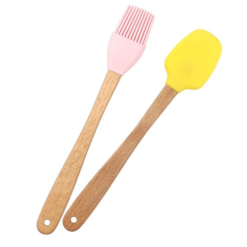 1/5 tk Mini küpsetuskoogi spaatliga taigna kondiitritoodete segistid puidust käepidemega kreemikaabits või määrimisseade köögi grilliõli pintsel