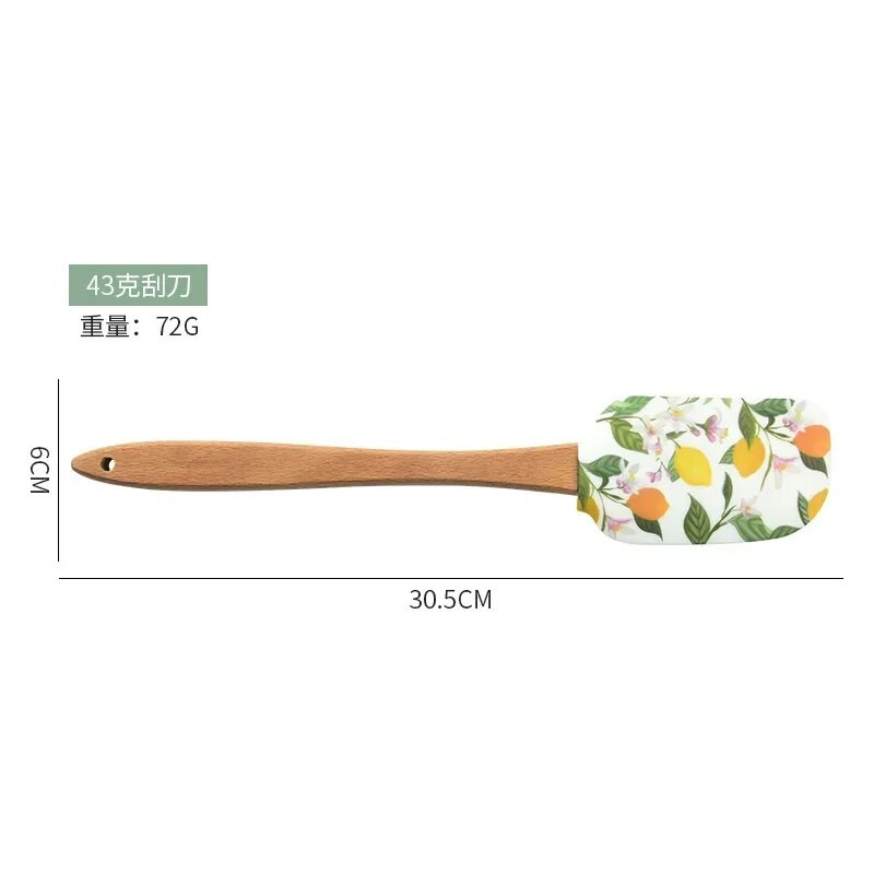 Vase de gătit din silicon antiaderent de 30,5 cm cu mâner din lemn, spatulă, linguriță, perii, unelte colorate pentru spatulă de bucătărie