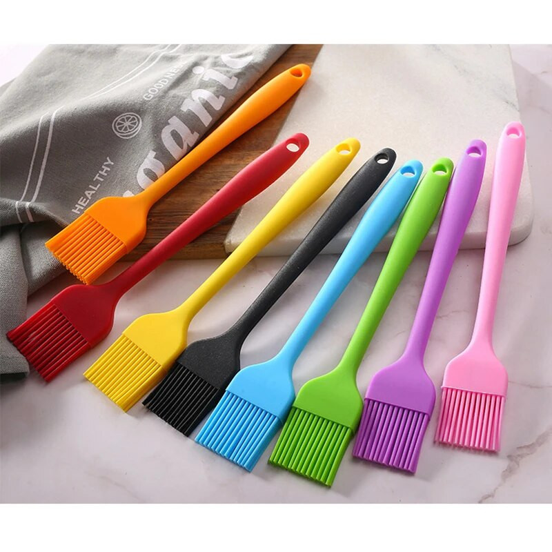 Ilgas 21 cm silikoninis tešlos šepetėlis kepimui BBQ teptukas kepimo aliejaus teptukas skaidrios rankenos Virtuvės įrankiai Reposteria Hot Dropshipping