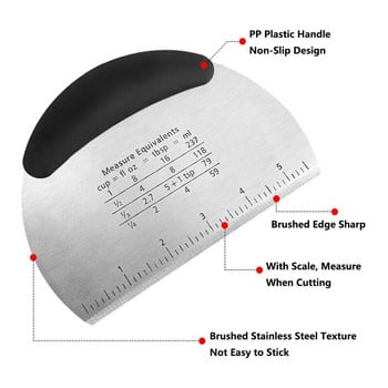 Резачка за тесто от неръждаема стомана с мащаб Скрепер за сладкиши Чопър Разделител за пица Полукръгъл разделител за хляб Инструмент за сладкиши от брашно