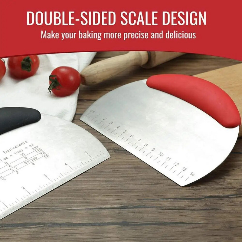 Roostevabast terasest taignalõikur koos skaalaga kondiitrikaabitsaga hakkija pizzajagaja poolringikujuline leivaeraldaja jahu kondiitritooted