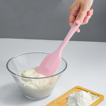 Незалепваща розова силиконова шпатула С кръгла дръжка Стъргалка за торта Крем Масло Инструменти за сладкиши Висока температура Неща за кухни