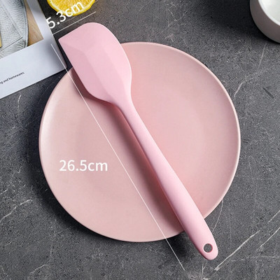 Mittenakkuv roosa silikoonlabidas ümmarguse käepidemega koogikaabits Kreem-või saiatööriistad Kõrge temperatuuriga asjad kööki