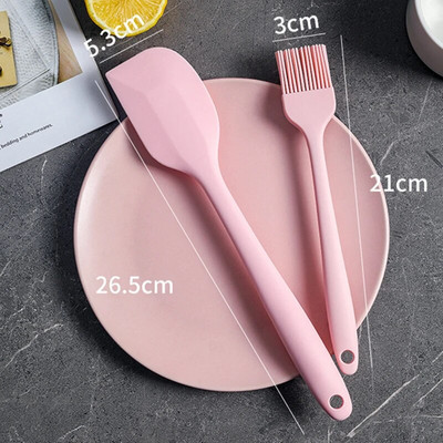 Mittenakkuv roosa silikoonlabidas ümmarguse käepidemega koogikaabits Kreem-või saiatööriistad Kõrge temperatuuriga asjad kööki