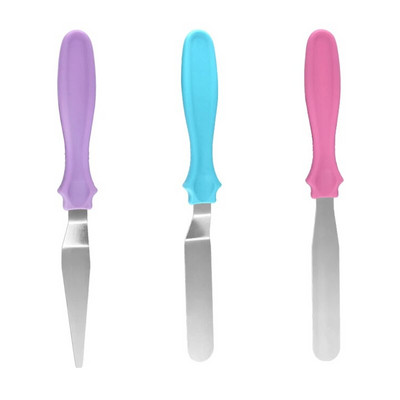 3 τμχ Φορητή σπάτουλα κρέμας από ανοξείδωτο ατσάλι Μαχαίρι κρέμας βουτύρου για κέικ Μικρή γωνιακή σπάτουλα με στροφαλοφόρο φοντάν Εργαλεία διακόσμησης για κέικ