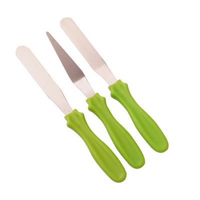 3 τμχ Φορητή σπάτουλα κρέμας από ανοξείδωτο ατσάλι Μαχαίρι κρέμας βουτύρου για κέικ Μικρή γωνιακή σπάτουλα με στροφαλοφόρο φοντάν Εργαλεία διακόσμησης για κέικ