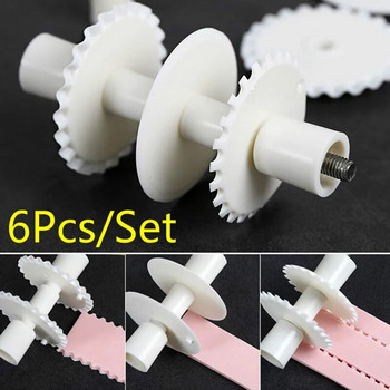 6Pcs Flower Border Fondant Ribbon Roller Cutters Cake Sugar Cutter Lace Cake Mold Embosser Направи си сам Инструмент за рязане на тесто