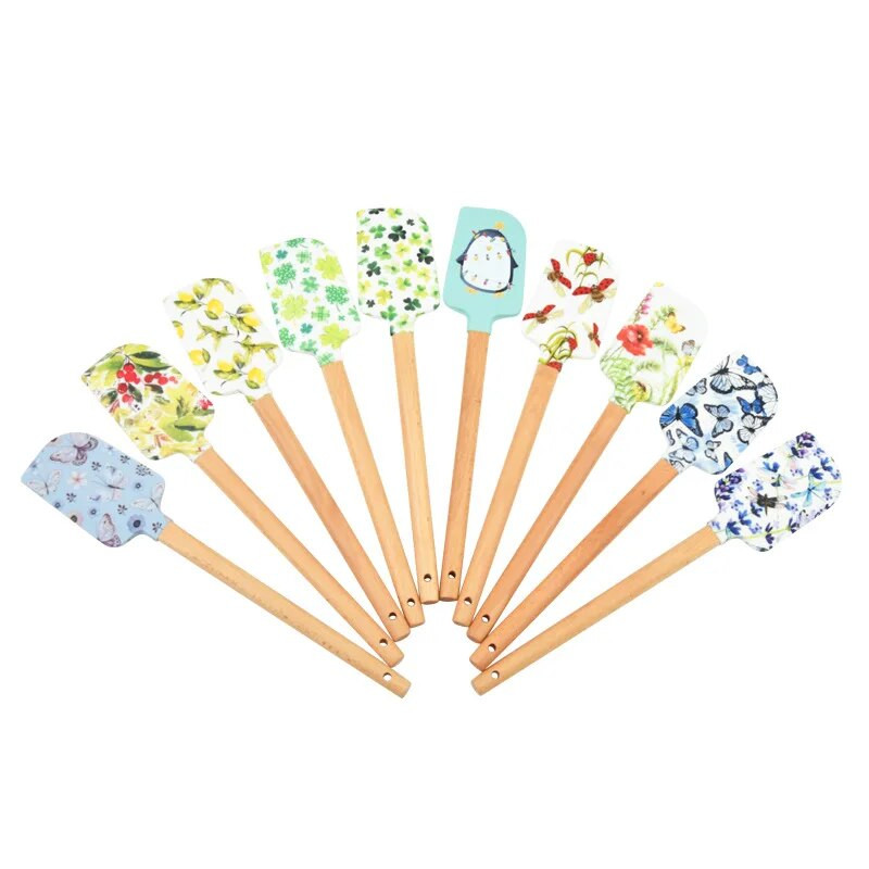 32,5 x 6,3 cm Silikoonist koogilabidas Kodu Puidust käepidemega Kreemkraabits Kondiitritooted Tööriistad Taignavõisegisti Köök küpsetustarvikud