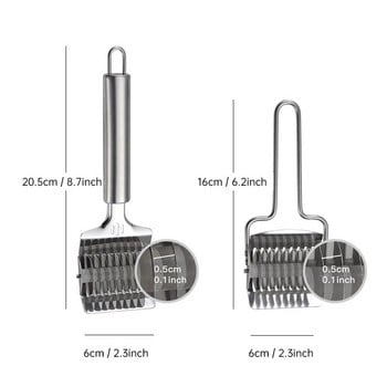 Решетъчна ролкова резачка за тесто от неръждаема стомана Ръчна многофункционална юфка Шалот Ролкова резачка за чесън Резачка за пица Инструменти за печене