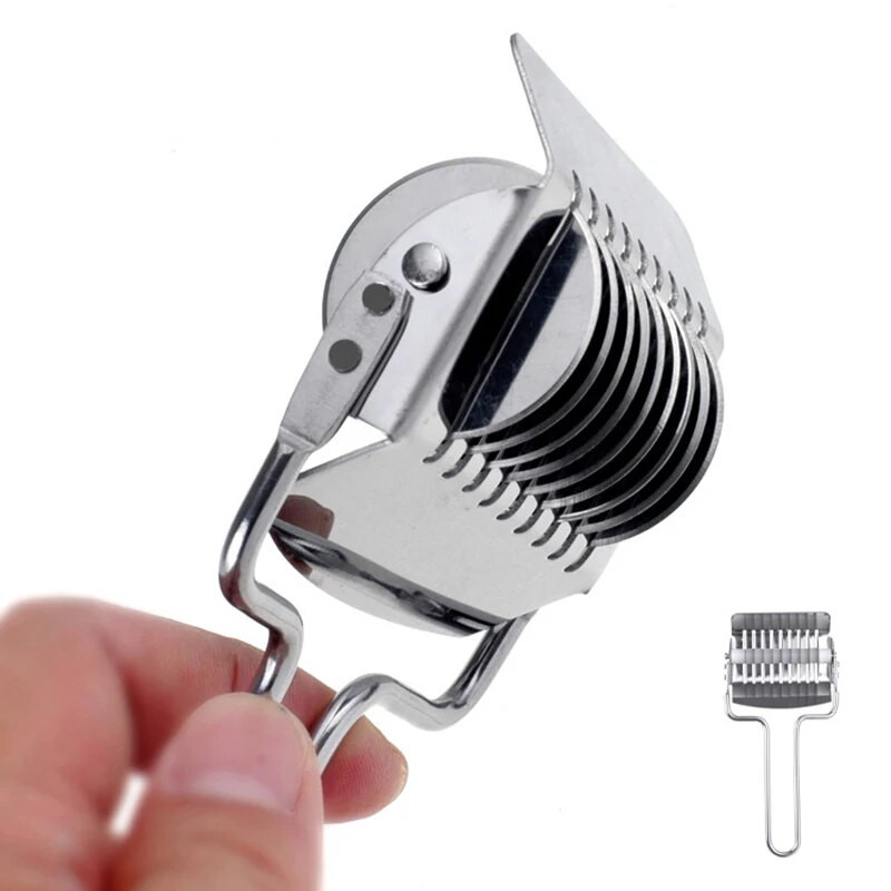 Nerezová oceľová mriežková valčeková krájačka na cesto, manuálna multifunkčná valčeková krájačka na rezance, šalotku a cesnak, krájačka na pizzu, nástroje na pečenie