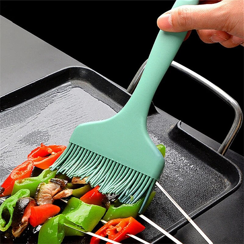 Didelis platus silikoninis aliejaus šepetėlis Nelipnus karščiui atsparus kepsninės duonos tešlos kepimo šepetys Virtuvės pyragaičių BBQ kepimo įrankiai