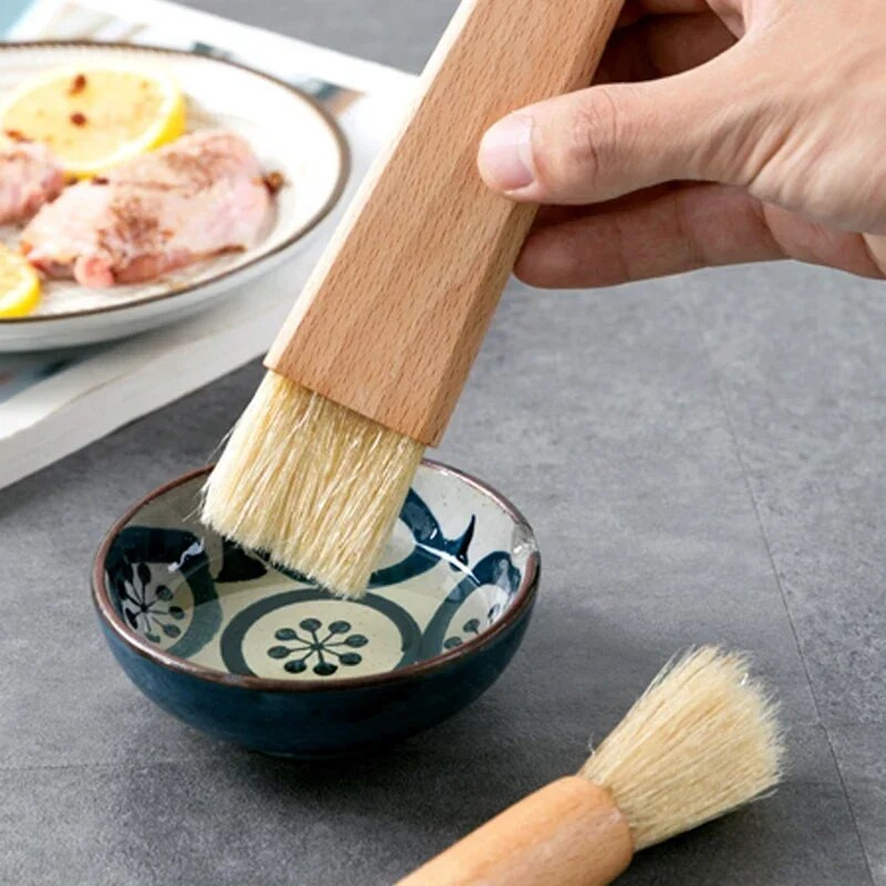 2 tk kondiitripintslid Naturaalsete harjastega puidust käepidemega kondiitripintsel BBQ-grill-küpsetus- ja kondiitritoodete küpsetustööriistade jaoks