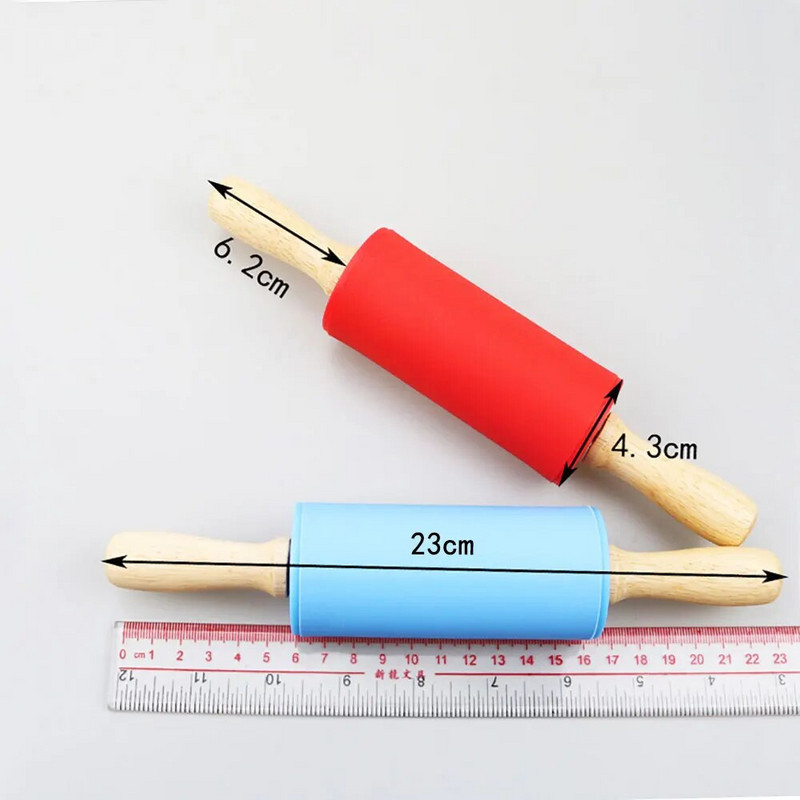 Silikoonmaailm Mittenakkuva silikoonrulliga puidust käepidemega Fondant DIY kondiitritooted Taigna jahurull Köök Küpsetamine Toiduvalmistamise tööriistad