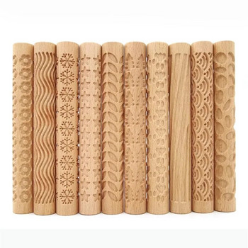 Дървена текстура Кал пресована ролкова шарка Ролкова пръчка Релефна точилка от полимерна глина Керамична керамика Изкуство