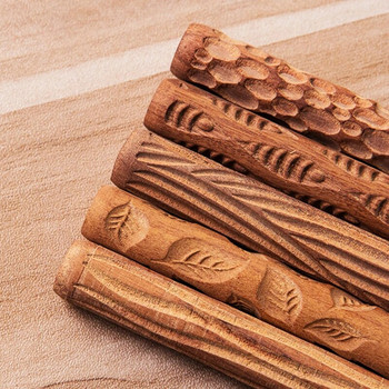 Керамичен инструмент Дърворезба Керамика Текстура на дърво Кална ролка Релефен прът Кална ролка Направи си сам Скулптура Моделираща глина Мухъл Инструмент за занаяти