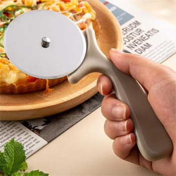 Остър нож за пица с едно колело Лесно миещи се принадлежности за кухненски бар Нож за торта Издръжливи кухненски ножове за пица от неръждаема стомана