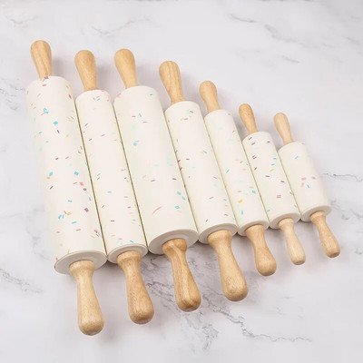 22,5–46 CM silikoninis kočėlas, nepridegantis tešlos miltų volelis medinė rankena Picos makaronų volelis virtuvės tešlos kepimo įrankis