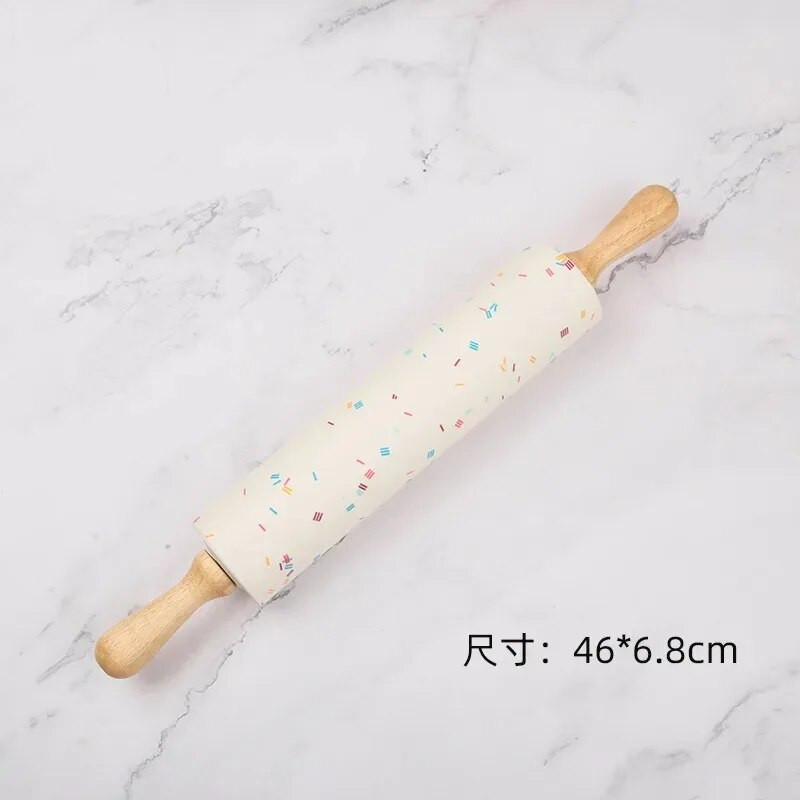 22,5–46 CM silikoninis kočėlas, nepridegantis tešlos miltų volelis medinė rankena Picos makaronų volelis virtuvės tešlos kepimo įrankis