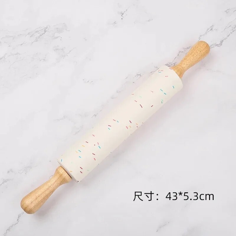 22,5–46 CM silikoninis kočėlas, nepridegantis tešlos miltų volelis medinė rankena Picos makaronų volelis virtuvės tešlos kepimo įrankis