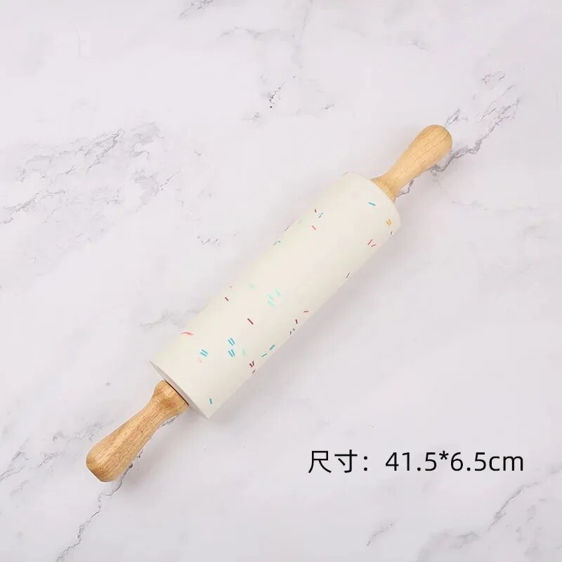 22,5–46 CM silikoninis kočėlas, nepridegantis tešlos miltų volelis medinė rankena Picos makaronų volelis virtuvės tešlos kepimo įrankis