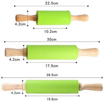 Незалепваща силиконова точилка Дървена дръжка Валяк за тесто за сладкиши Брашно Кухненски инструмент за готвене за тесто за бисквитки
