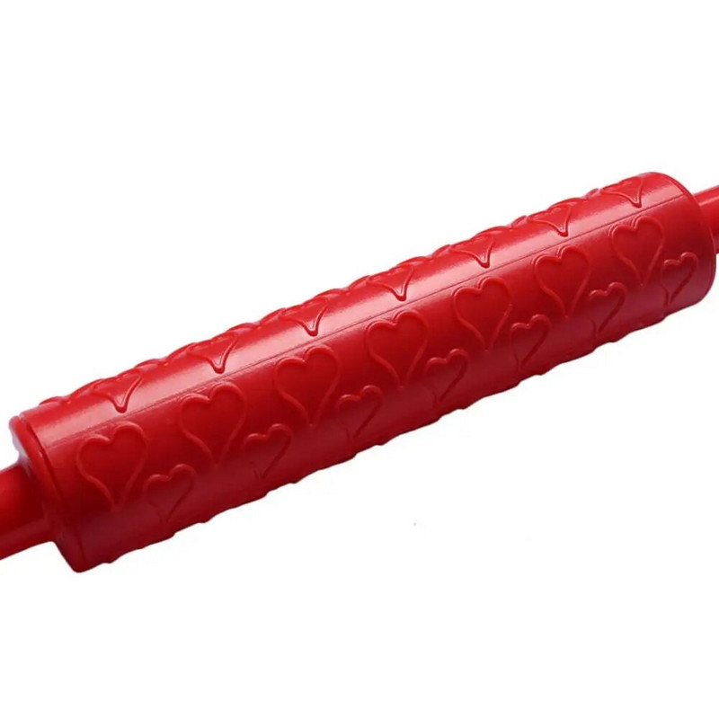 Širdies gėlių raštas kočėlas Kepimas Sausainiai Sausainiai Fondant Tešlos Volelis PP Nelipnus kočėlas Reljefinis formavimas „Pasidaryk pats“ kepimas