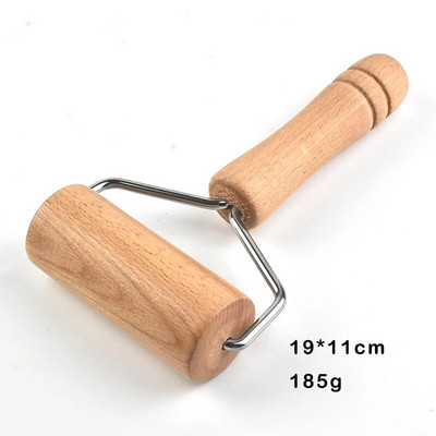 Kočėlas su dvigubu voleliu nerūdijančio plieno medinis lygias nelipnios tešlos kočiojimas virtuvės reikmenys pyragams makaronų sausainiams kepti