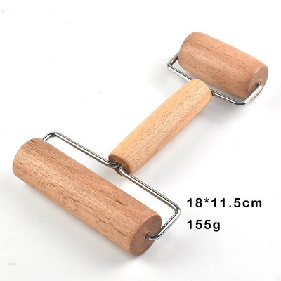 Kočėlas su dvigubu voleliu nerūdijančio plieno medinis lygias nelipnios tešlos kočiojimas virtuvės reikmenys pyragams makaronų sausainiams kepti