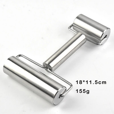 Kočėlas su dvigubu voleliu nerūdijančio plieno medinis lygias nelipnios tešlos kočiojimas virtuvės reikmenys pyragams makaronų sausainiams kepti